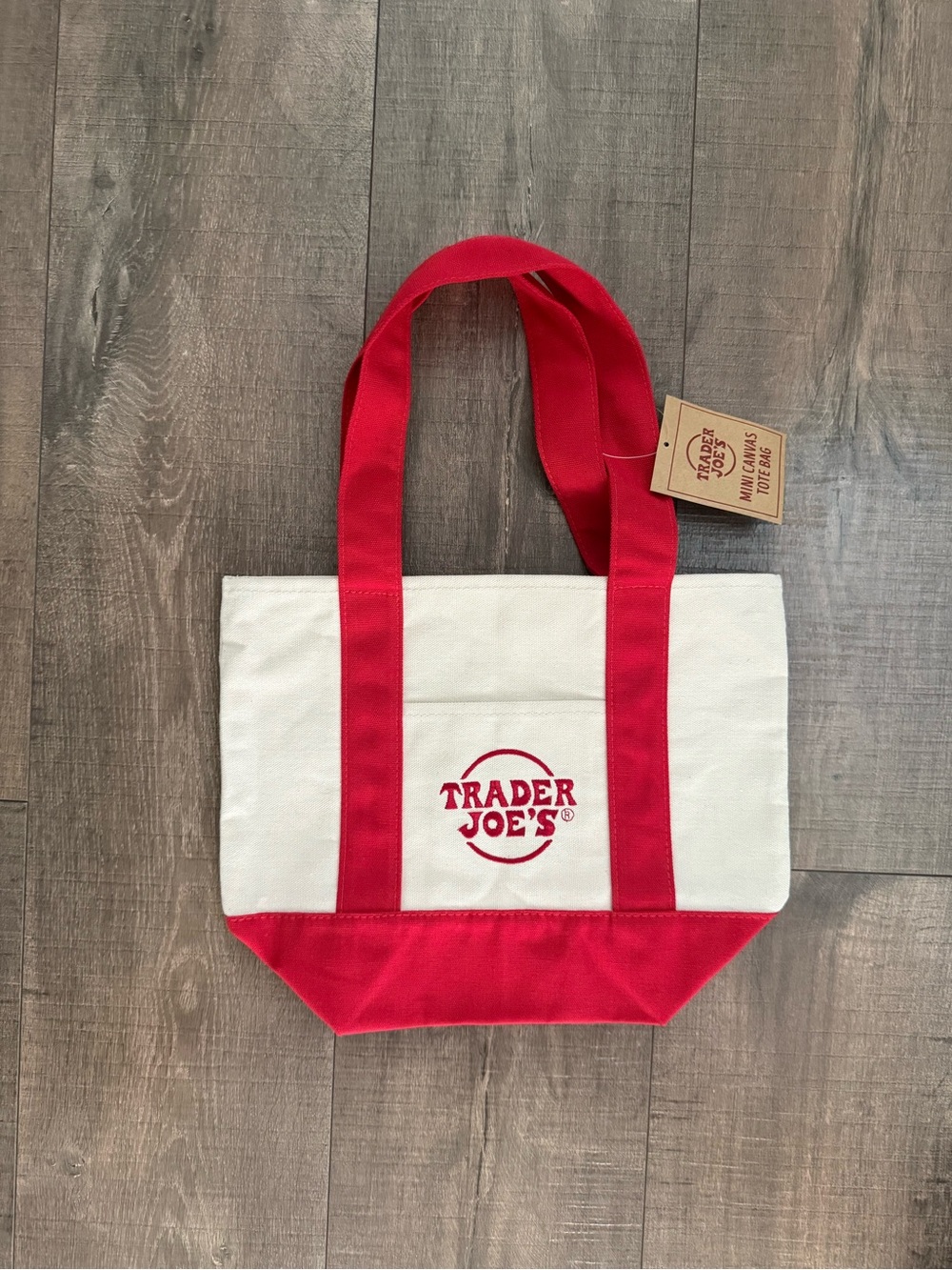 Trader Joe’s Mini Red & Cream Canvas Tote Bag